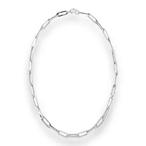 0.35ct Round Diamonds in 14K White Gold Paperclip Chain Necklace 16”