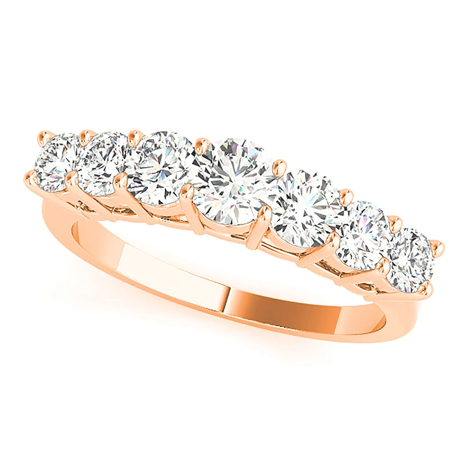 0.70 ctw. Round Diamond Wedding Band 7 Stone Anniversary Ring