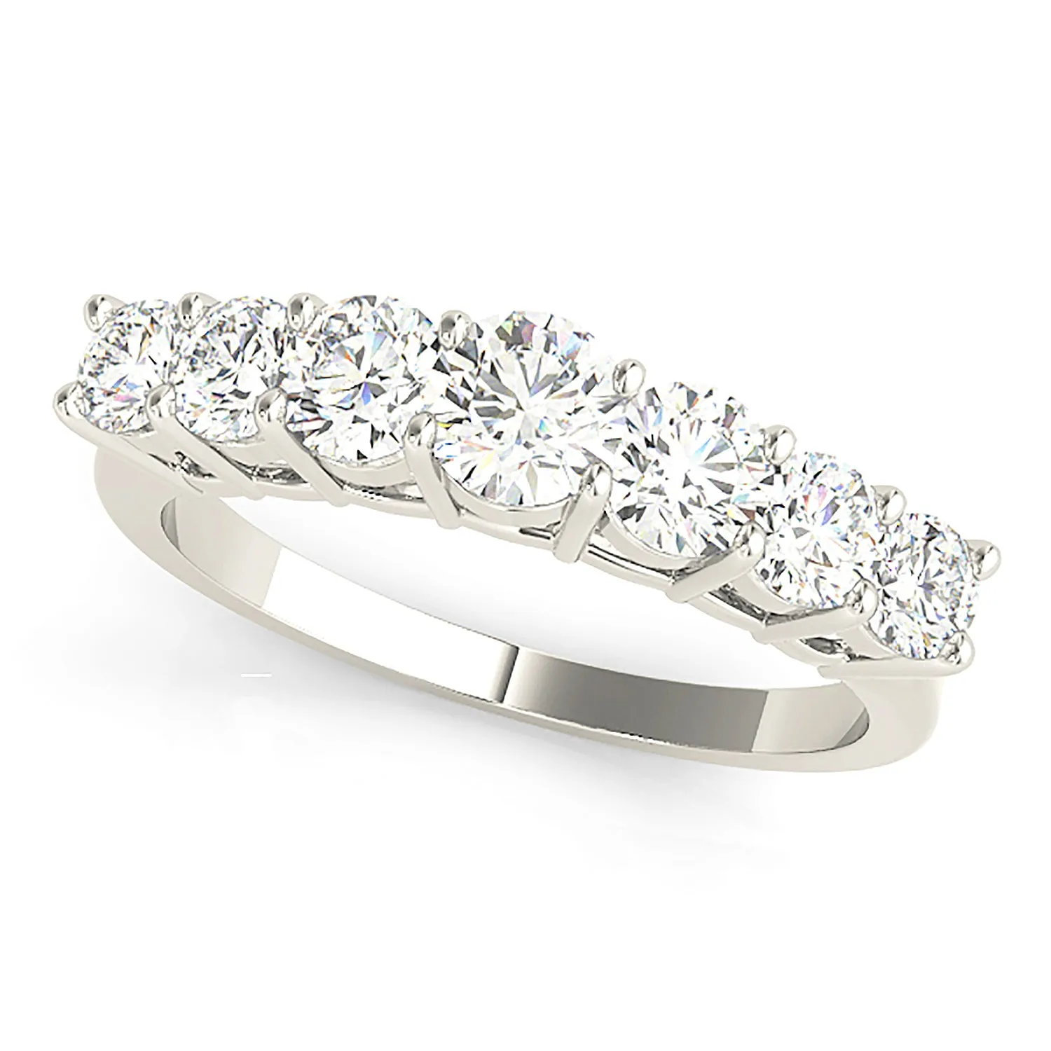 0.70 ctw. Round Diamond Wedding Band 7 Stone Anniversary Ring