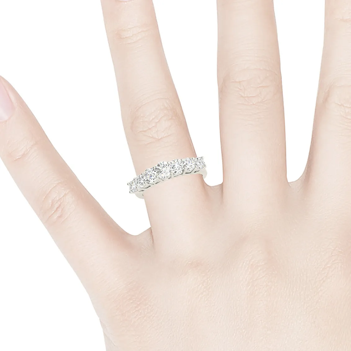 0.70 ctw. Round Diamond Wedding Band 7 Stone Anniversary Ring