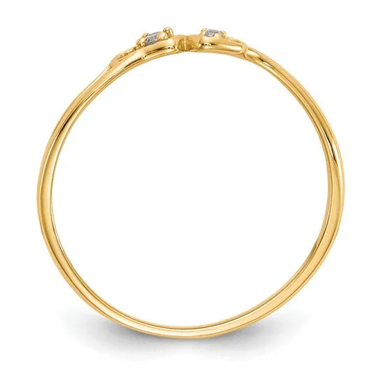 10k Gold CZ Double Heart Ring