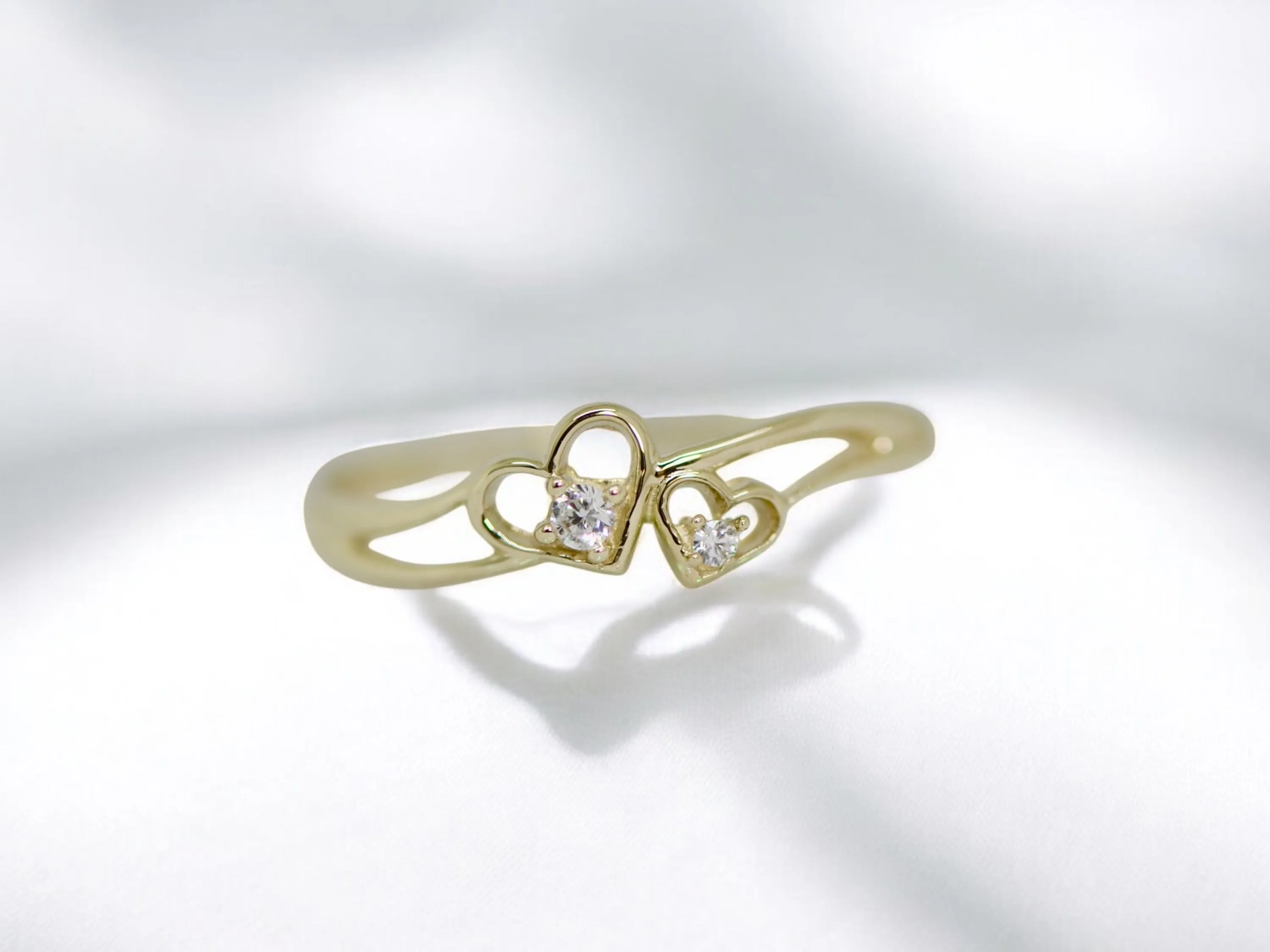 10k Gold CZ Double Heart Ring