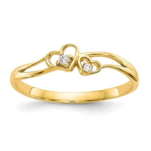 10k Gold CZ Double Heart Ring