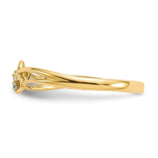 10k Gold CZ Double Heart Ring