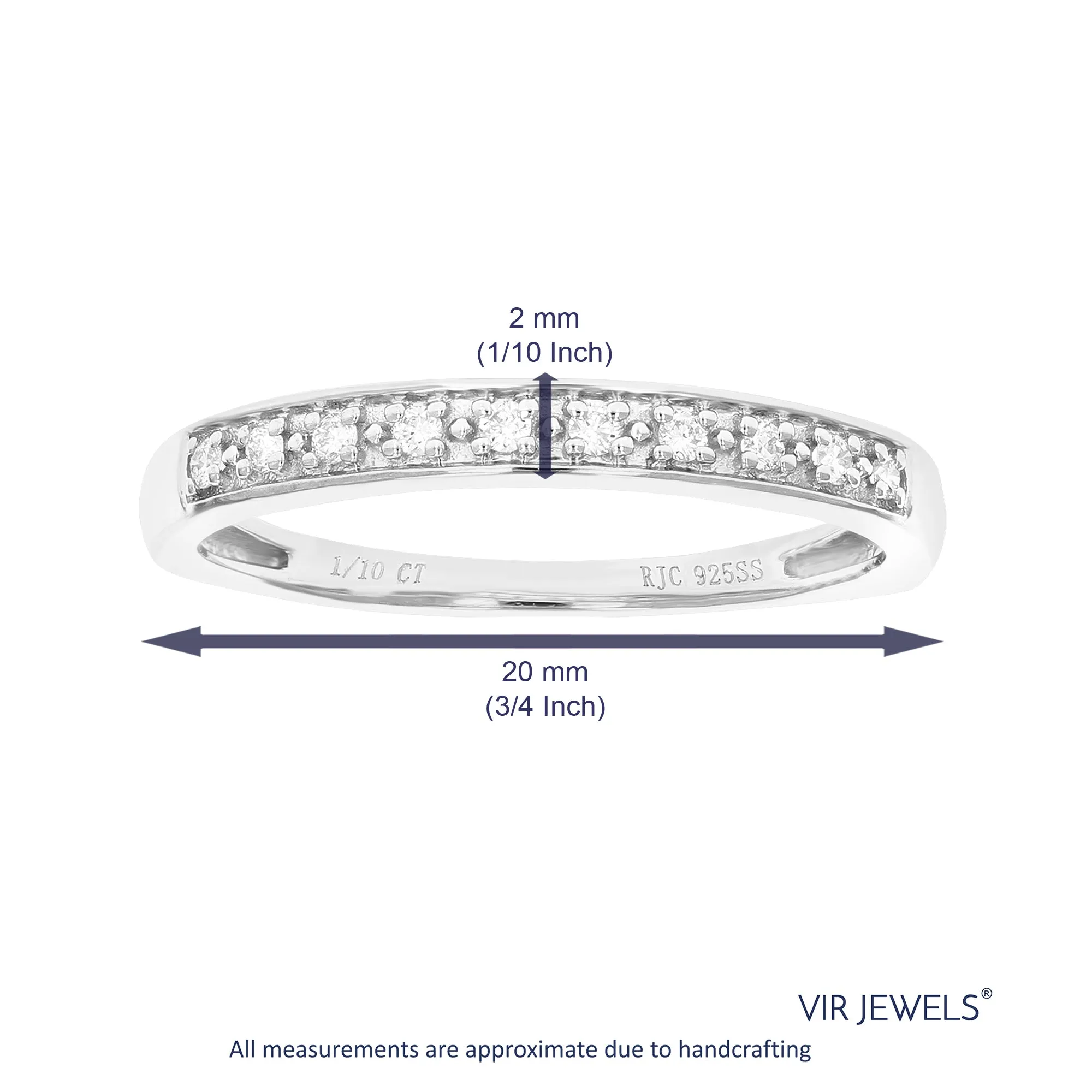 1/10 cttw Lab Grown Diamond Pave Wedding Band in Sterling Silver