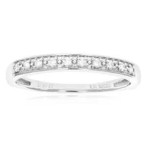 1/10 cttw Lab Grown Diamond Pave Wedding Band in Sterling Silver