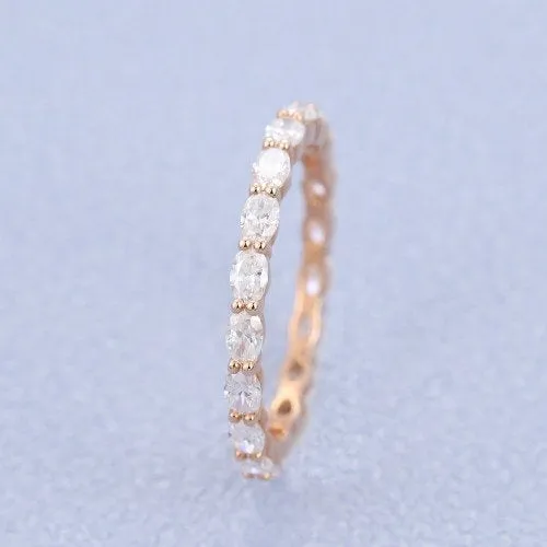 1.19ct oval cut Full eternity Diamond wedding band art deco unique ring vintage 14k solid gold for moissanite christmas gift on Etsy