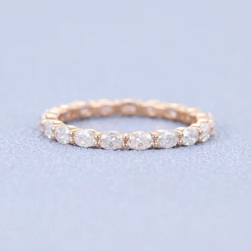 1.19ct oval cut Full eternity Diamond wedding band art deco unique ring vintage 14k solid gold for moissanite christmas gift on Etsy