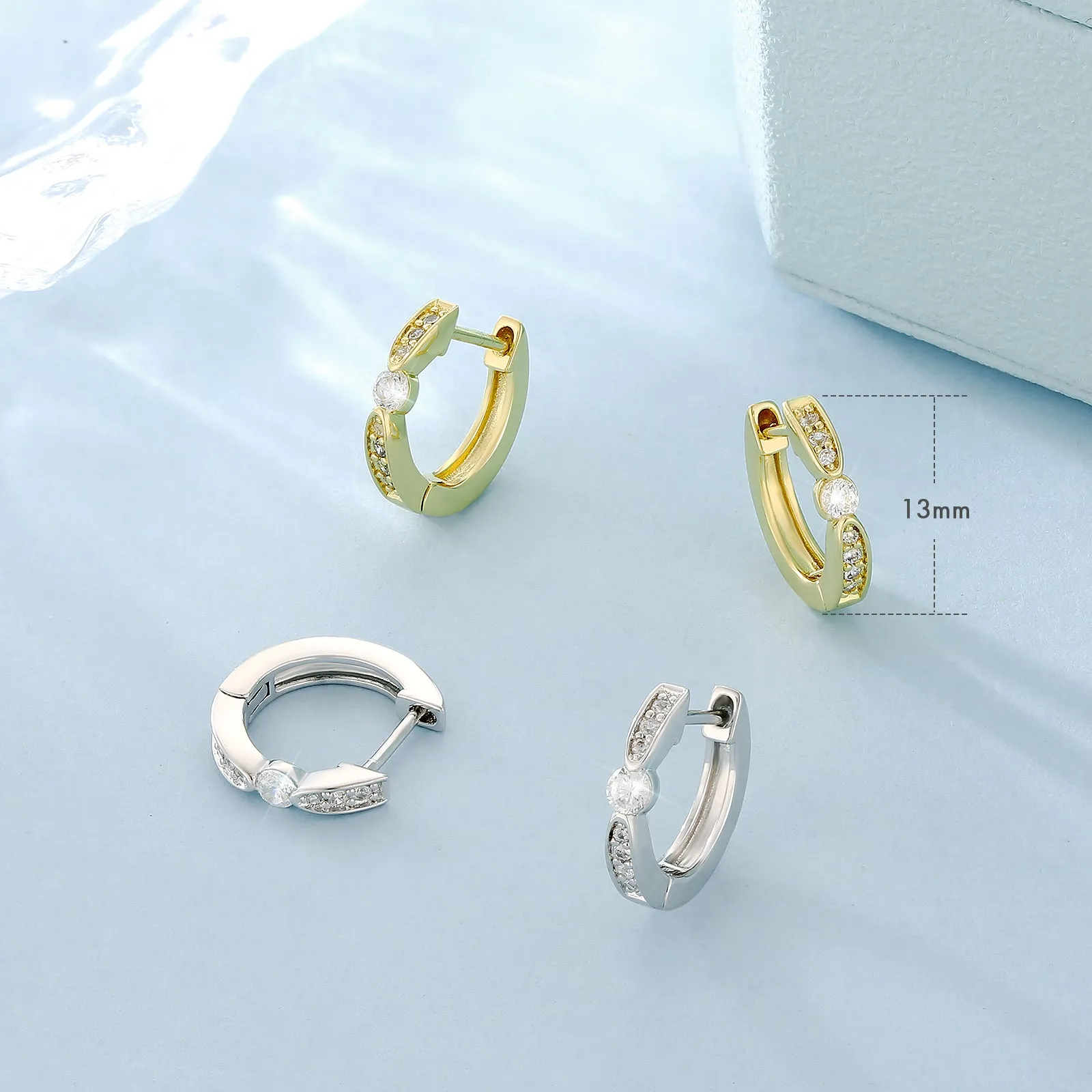 13mm S925 CZ Diamond Hoop Earrings for Women