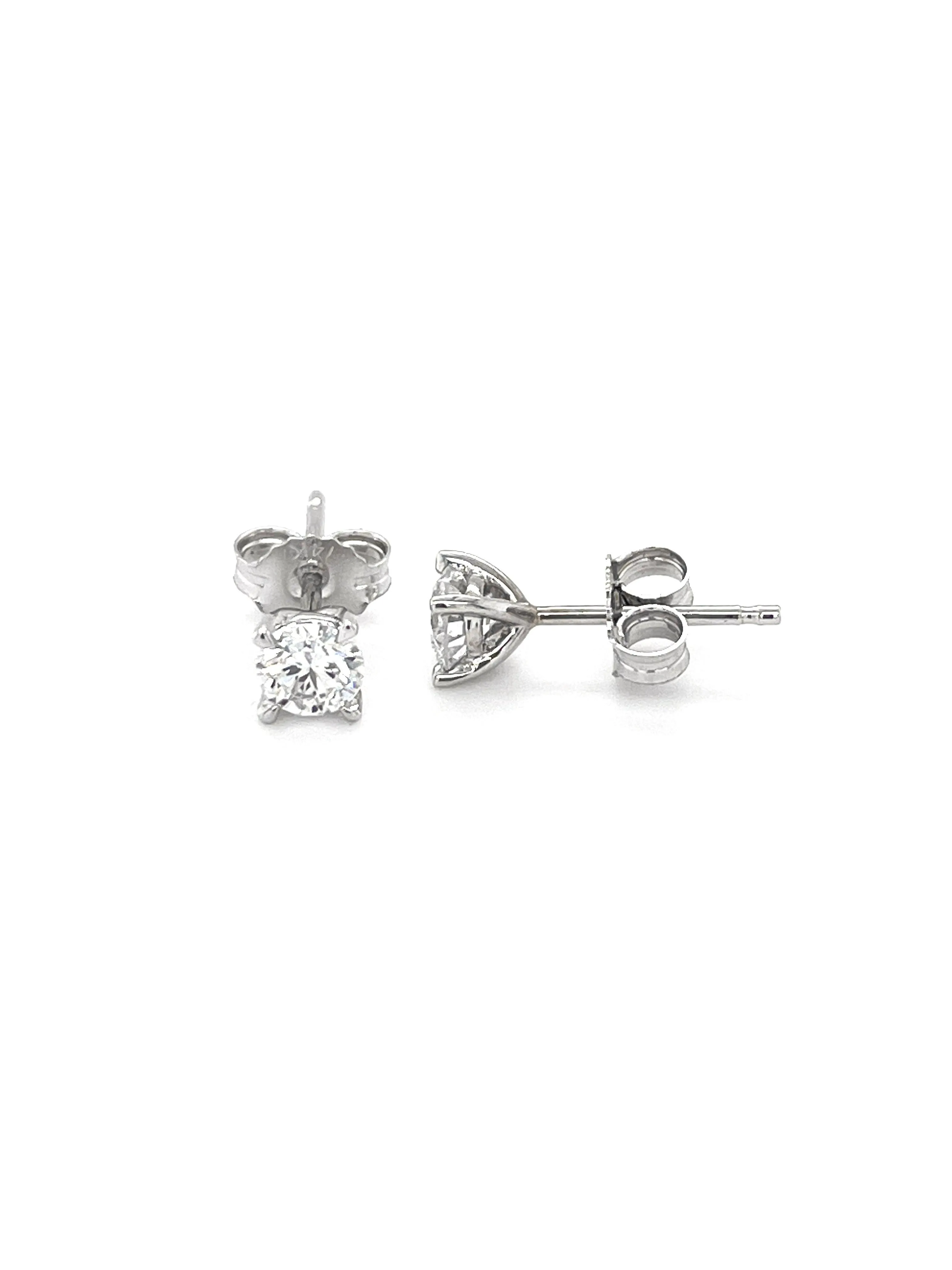 14K White Gold 0.75TDW Lab Grown Diamond Solitaire Stud Earrings