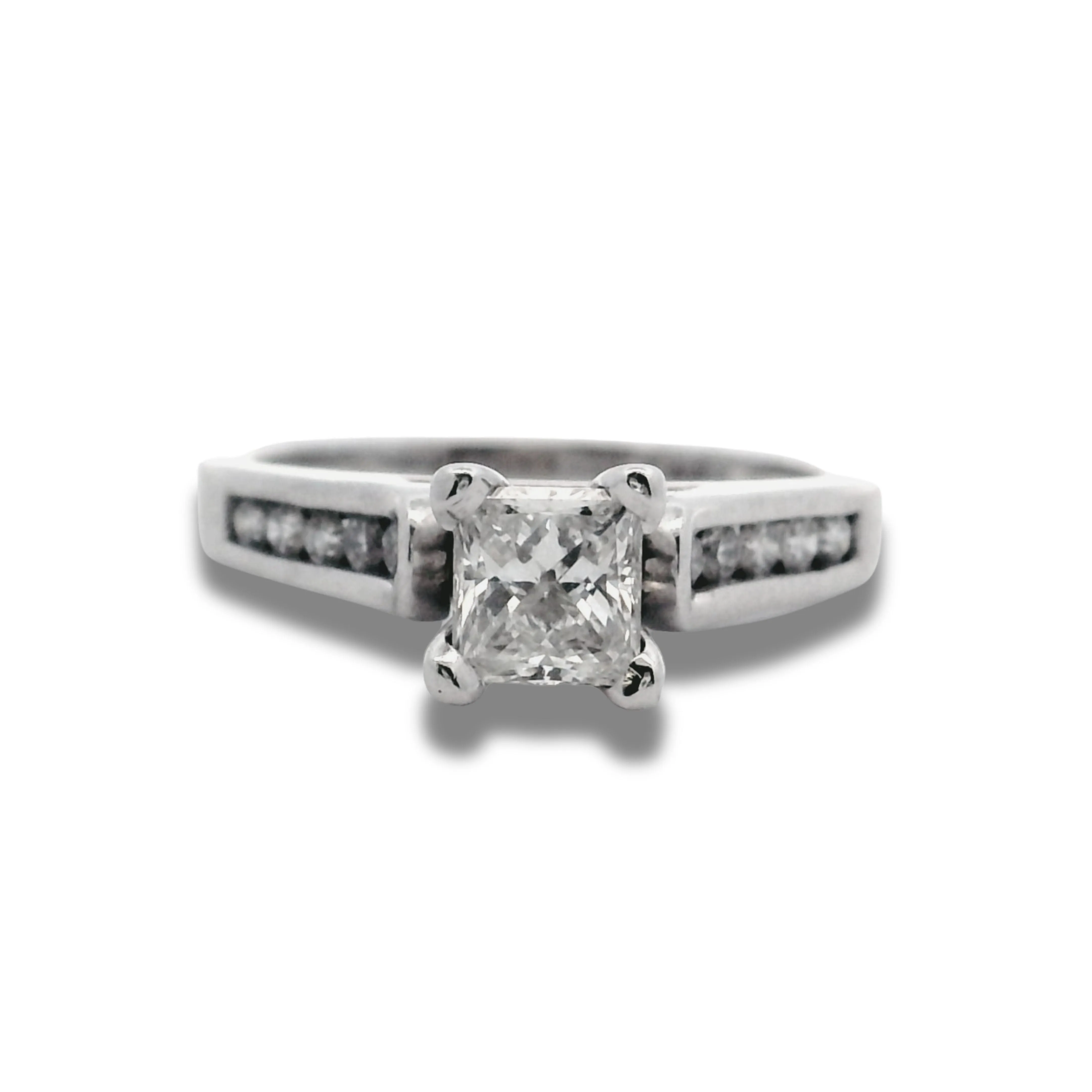 14K White Gold Princess Cut Diamond Engagement Ring