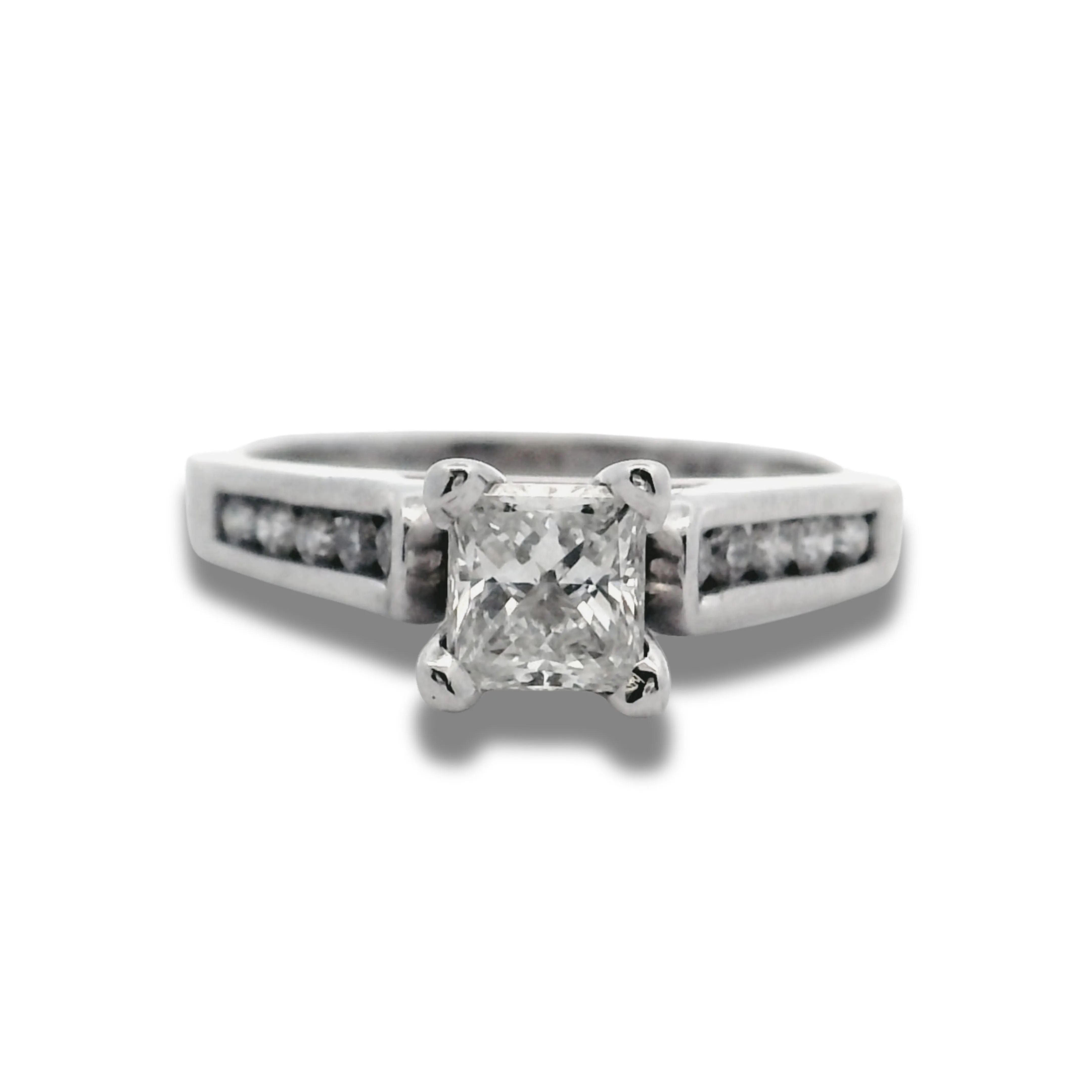 14K White Gold Princess Cut Diamond Engagement Ring