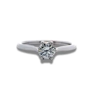 14K White Gold Solitaire Natural Diamond Stone Engagement Ring