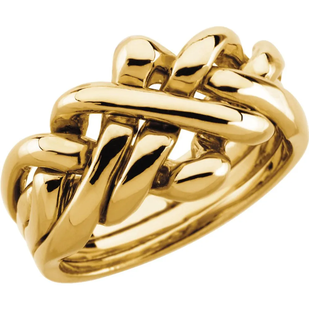 14k Yellow Gold Gents Puzzle Ring, Size 10