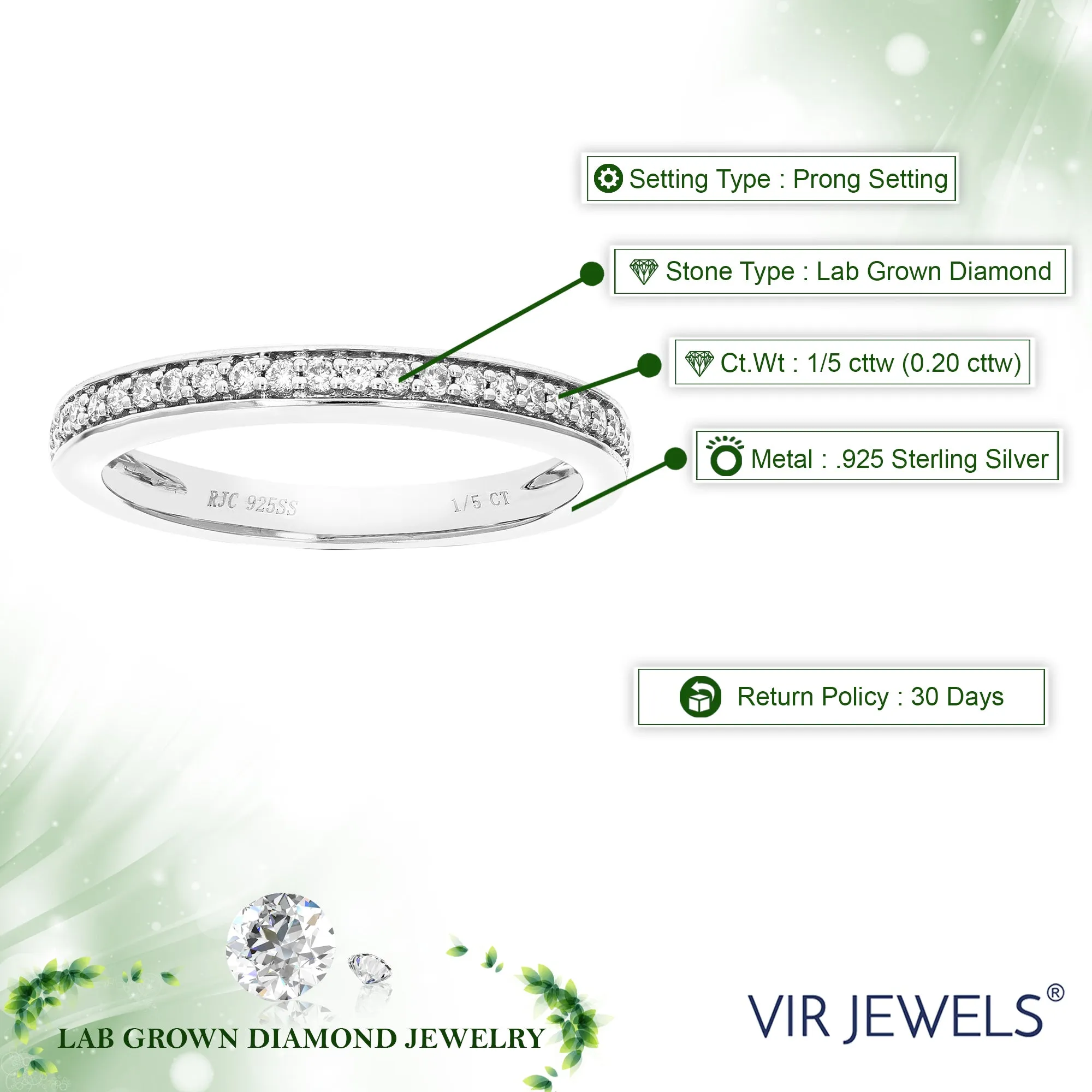 1/5 cttw Lab Grown Diamond Pave Wedding Band in Sterling Silver