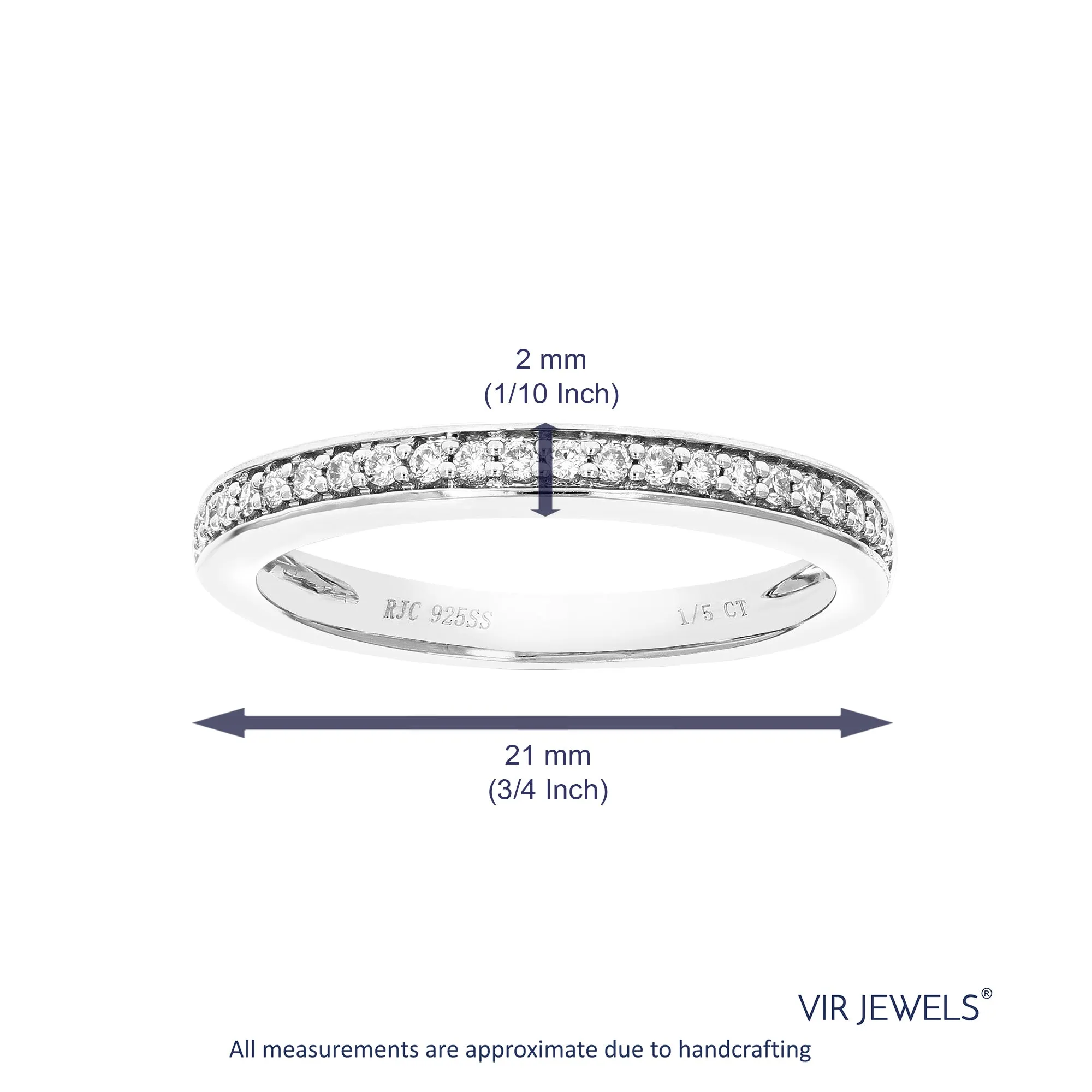 1/5 cttw Lab Grown Diamond Pave Wedding Band in Sterling Silver
