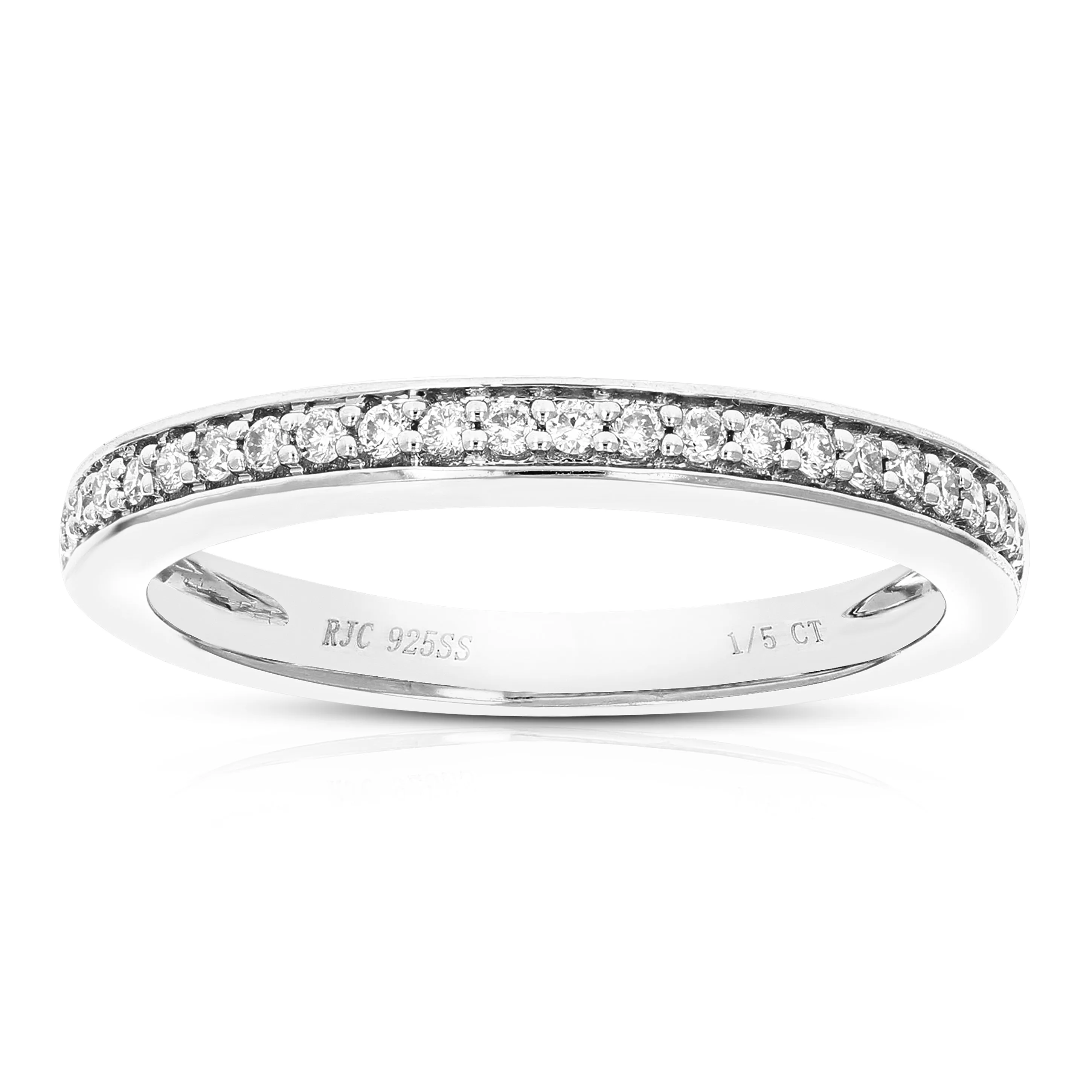 1/5 cttw Lab Grown Diamond Pave Wedding Band in Sterling Silver