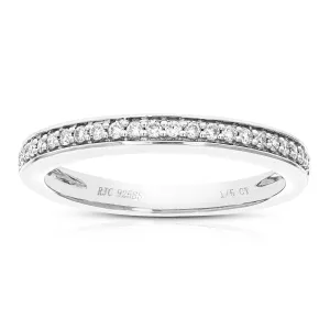 1/5 cttw Lab Grown Diamond Pave Wedding Band in Sterling Silver