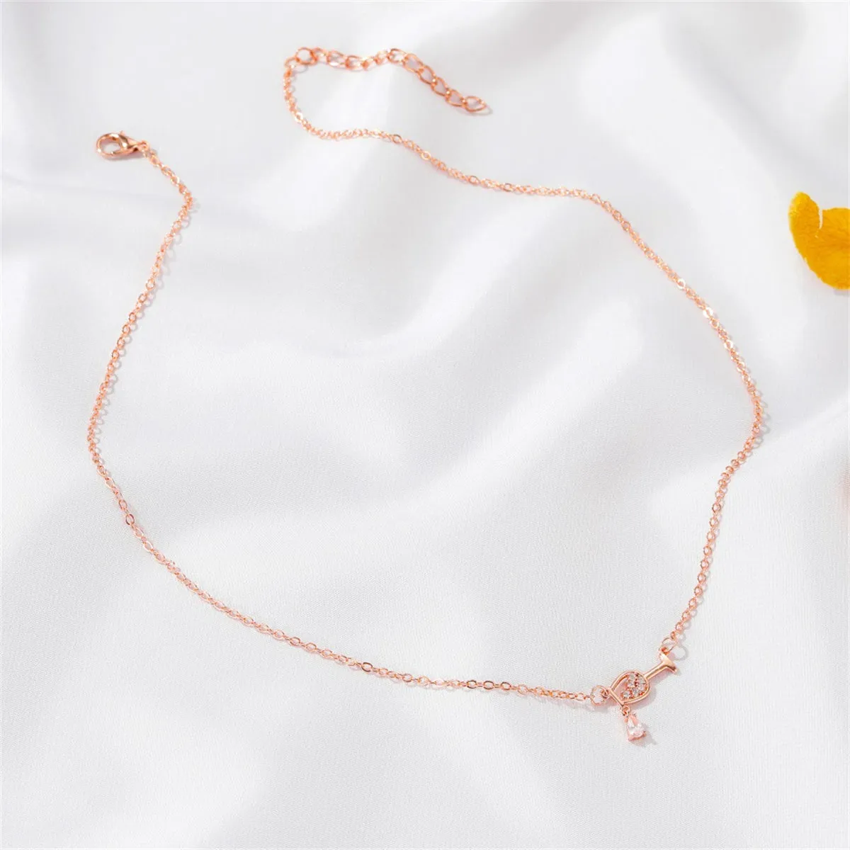 18K Gold-Plated Cubic Zirconia Wine Cup Pendant Necklace