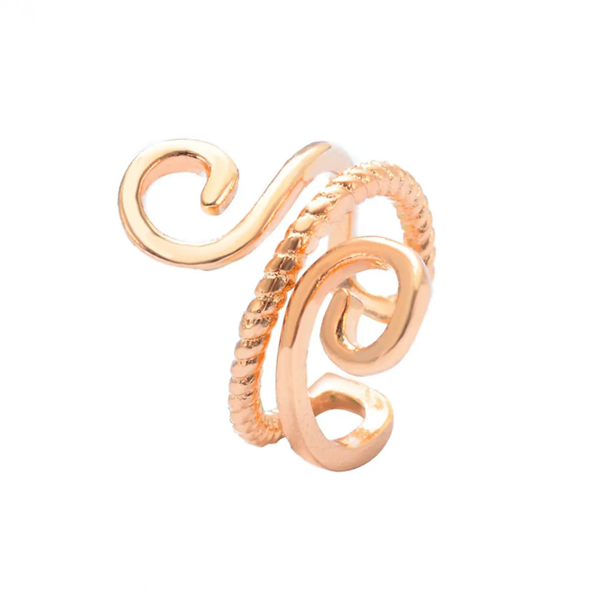 18K Gold-Plated Swirl Layered Ear Cuff