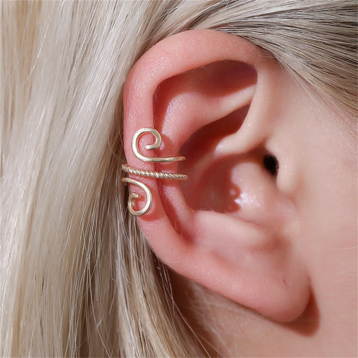 18K Gold-Plated Swirl Layered Ear Cuff