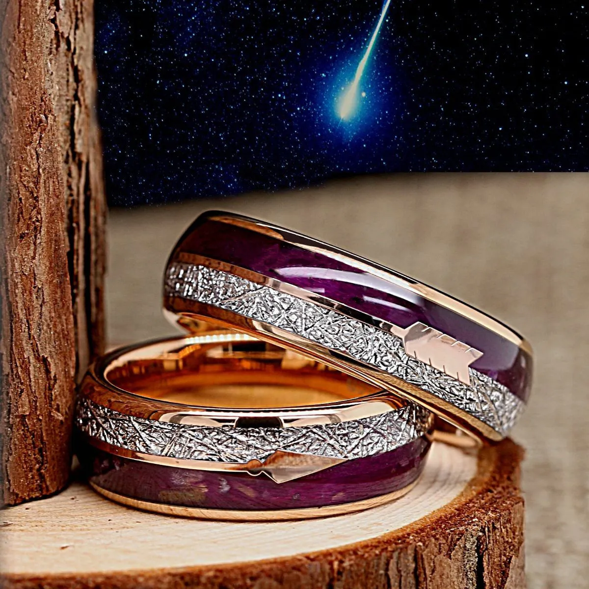 2 PCs Engagement Ring Set | Gold Plated Ring for Women | Tungsten Wedding Band for her