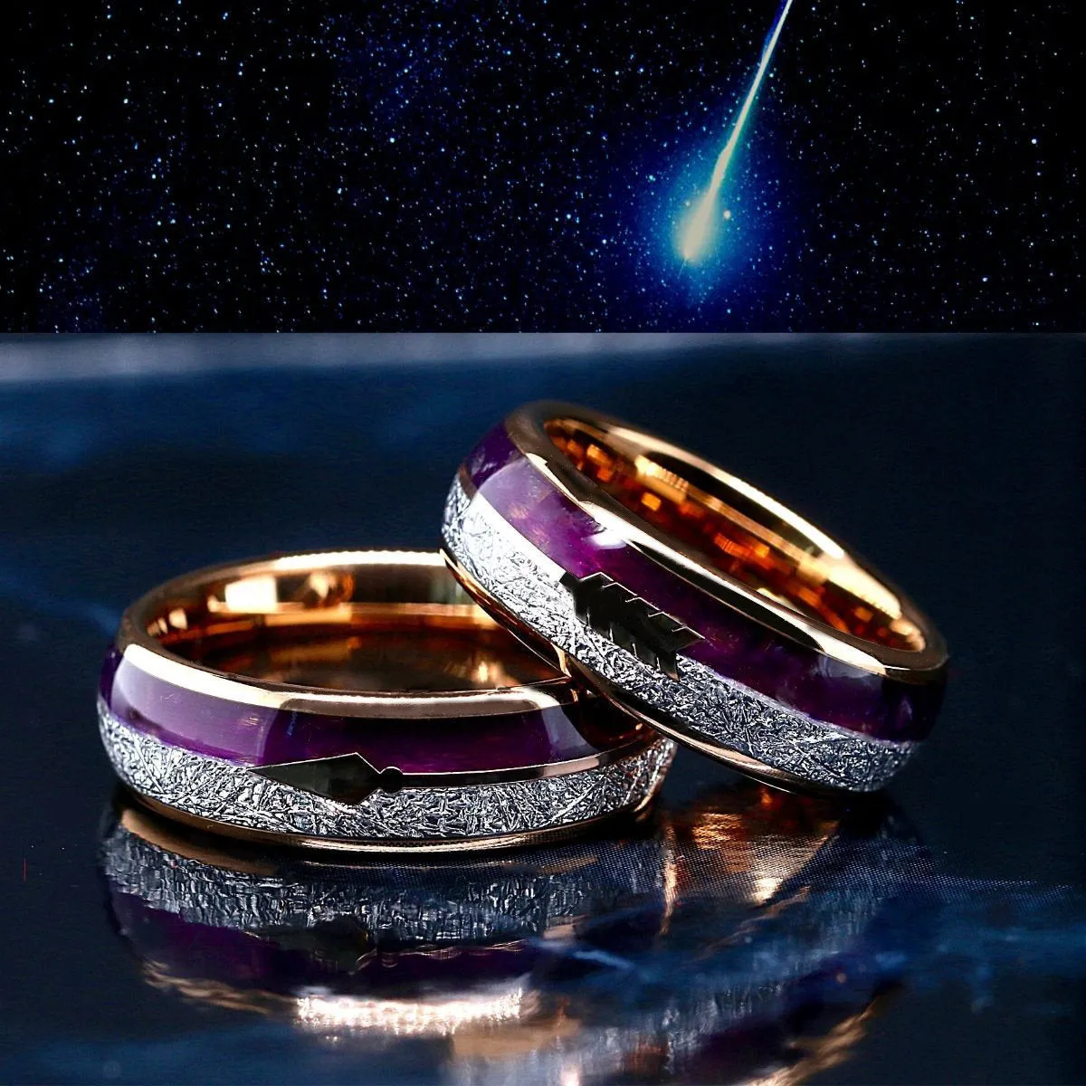 2 PCs Engagement Ring Set | Gold Plated Ring for Women | Tungsten Wedding Band for her