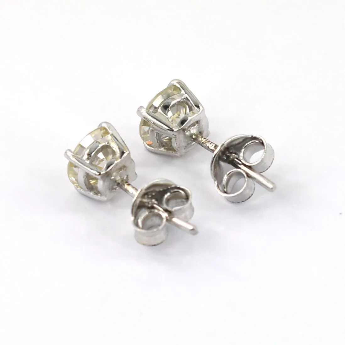 2.10 Ct Elegant Off White Diamond Solitaire Stud Earrings in 925 Silver with White Finish! Great Sparkle and Blink! Certified Diamonds, Gift For Birthday/Anniversary