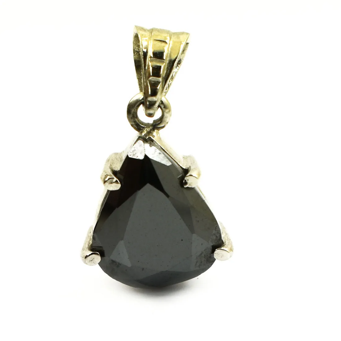 3 Ct Certified Pear Shape Black Diamond Solitaire Pendant in 925 Sterling Silver, Elegant Look & Great Shine