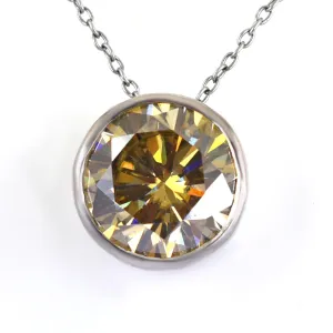 5.80 Ct AAA Certified Elegant Champagne Diamond Solitaire Pendant, Amazing Shine & Luster