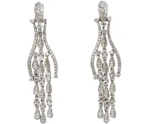 6.00ct natural diamonds modern dangle petal chandelier earrings 18kt Ref 12321