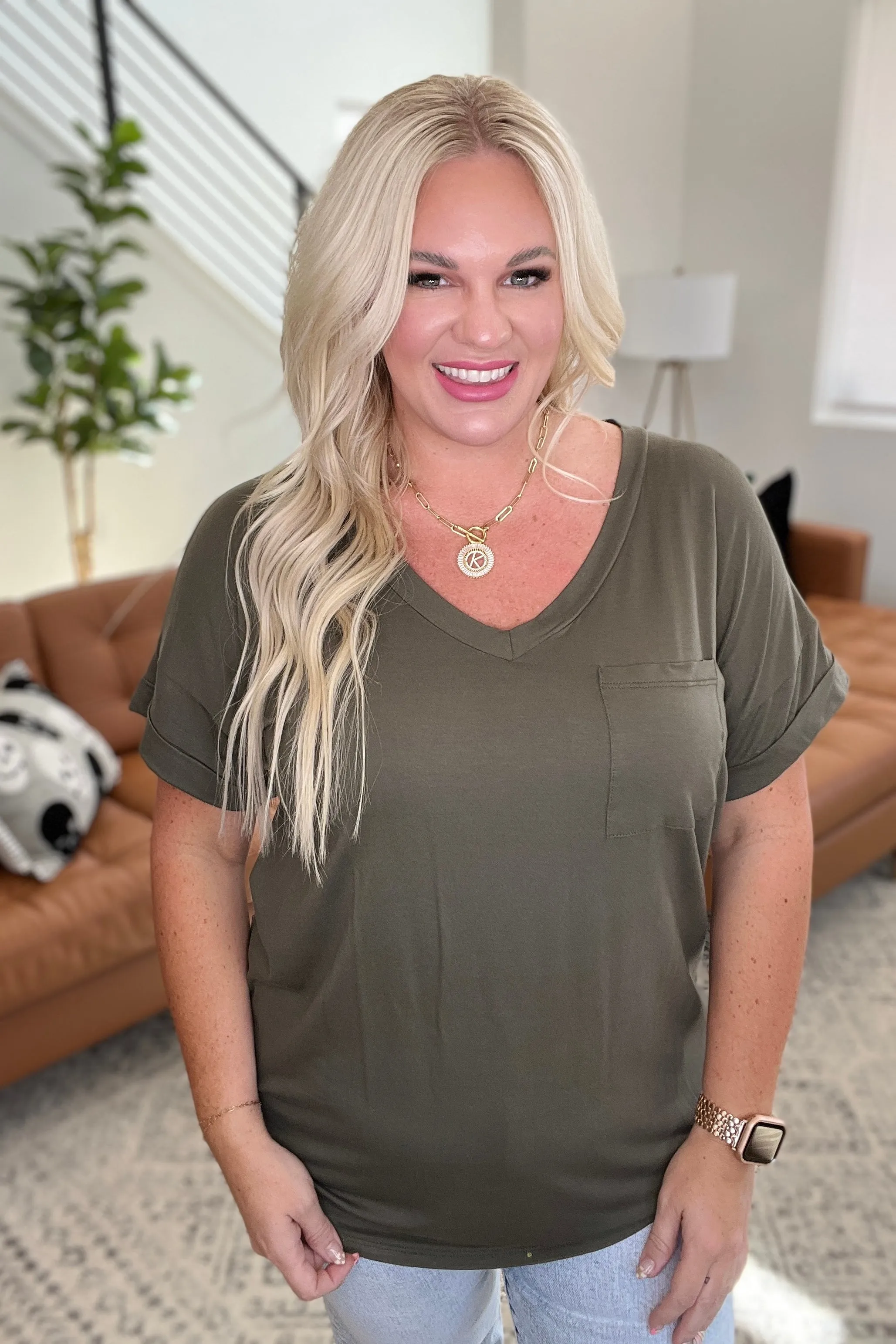 Absolute Favorite V-Neck Tee in Olive