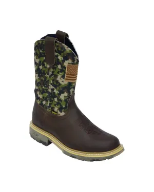 ACERO WORK BOOTS Vintage Brown Whit Forest Camo Top Camo-Bicolor Sole