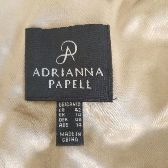 Adrianna Papell Cocktail Party Dress Sz 10 Black Nude Lace Overlay Short Sleeve