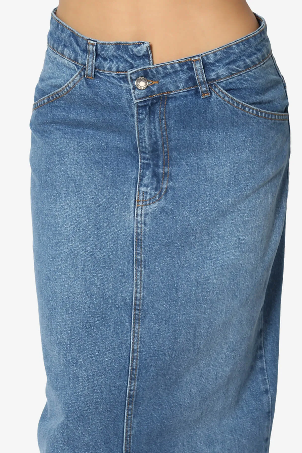 Aerin Front Slit Raw Hem Maxi Jean Skirt