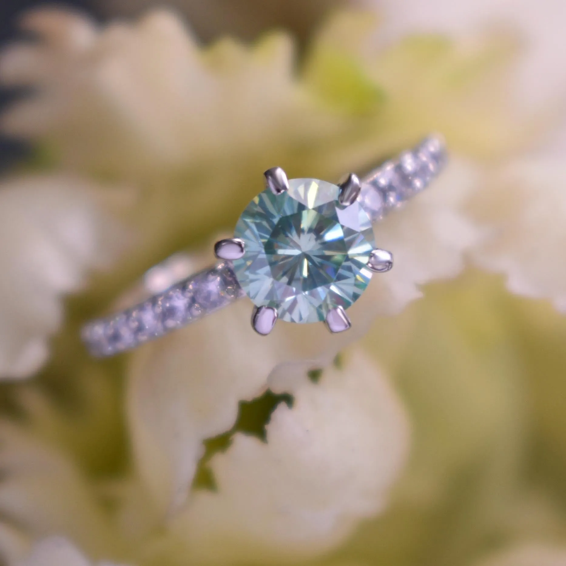 Amazing Blue Diamond Women's Ring with White Accents in 925 Silver! Latest Collection & Elegant Shine! Ideal For Anniversary Gift, 1.50 Ct Certified Diamond!