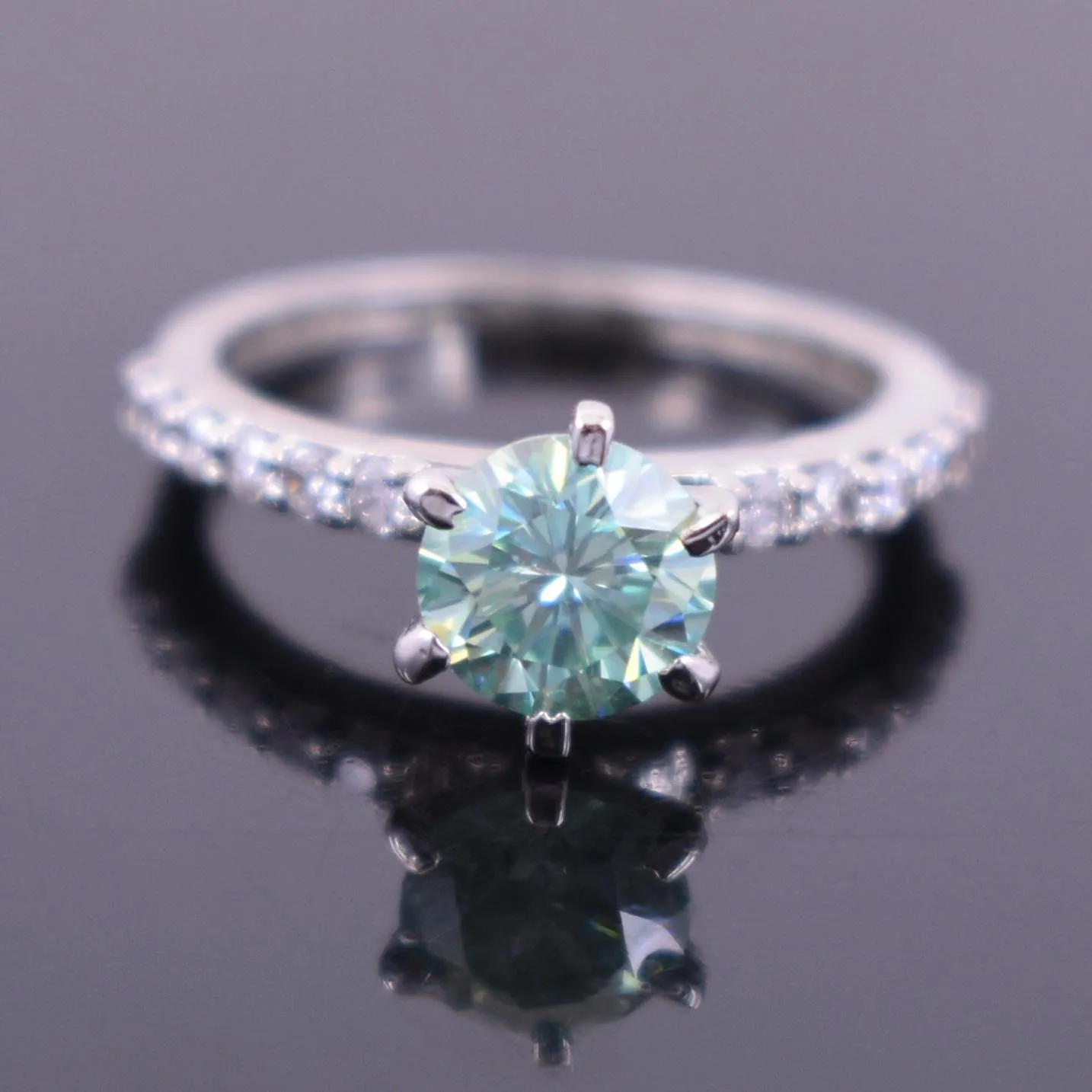 Amazing Blue Diamond Women's Ring with White Accents in 925 Silver! Latest Collection & Elegant Shine! Ideal For Anniversary Gift, 1.50 Ct Certified Diamond!
