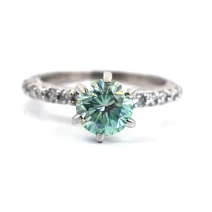 Amazing Blue Diamond Women's Ring with White Accents in 925 Silver! Latest Collection & Elegant Shine! Ideal For Anniversary Gift, 1.50 Ct Certified Diamond!