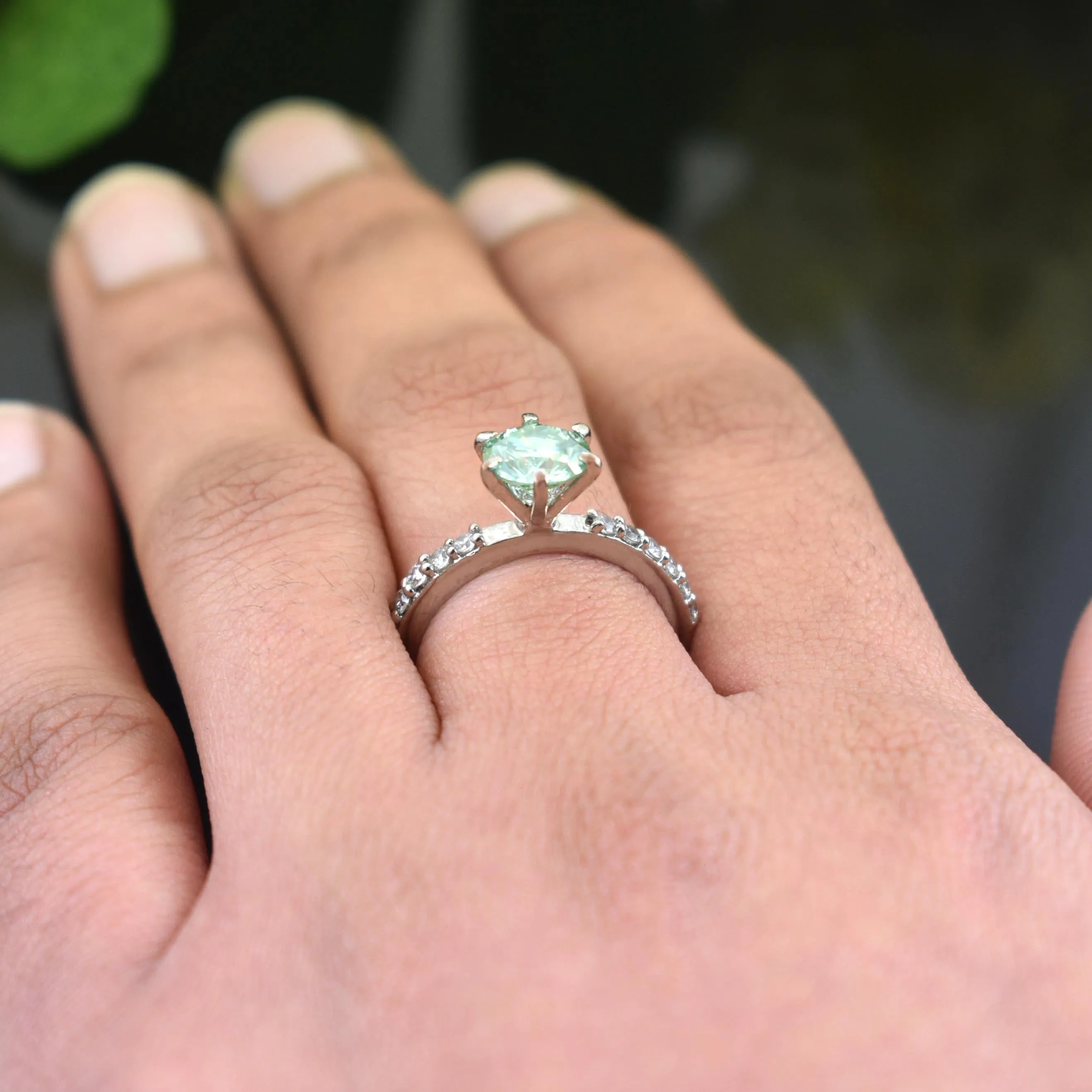 Amazing Blue Diamond Women's Ring with White Accents in 925 Silver! Latest Collection & Elegant Shine! Ideal For Anniversary Gift, 1.50 Ct Certified Diamond!