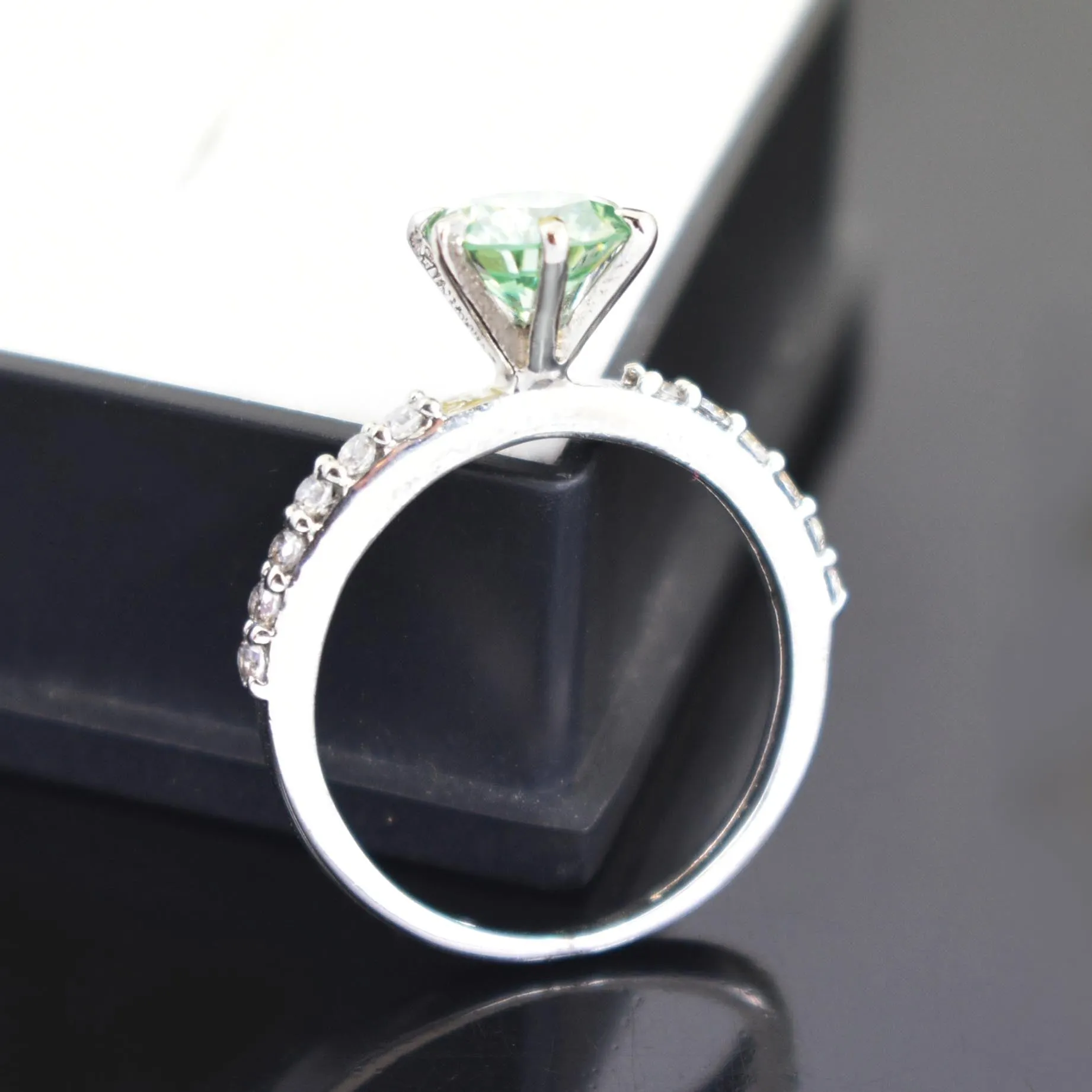 Amazing Blue Diamond Women's Ring with White Accents in 925 Silver! Latest Collection & Elegant Shine! Ideal For Anniversary Gift, 1.50 Ct Certified Diamond!