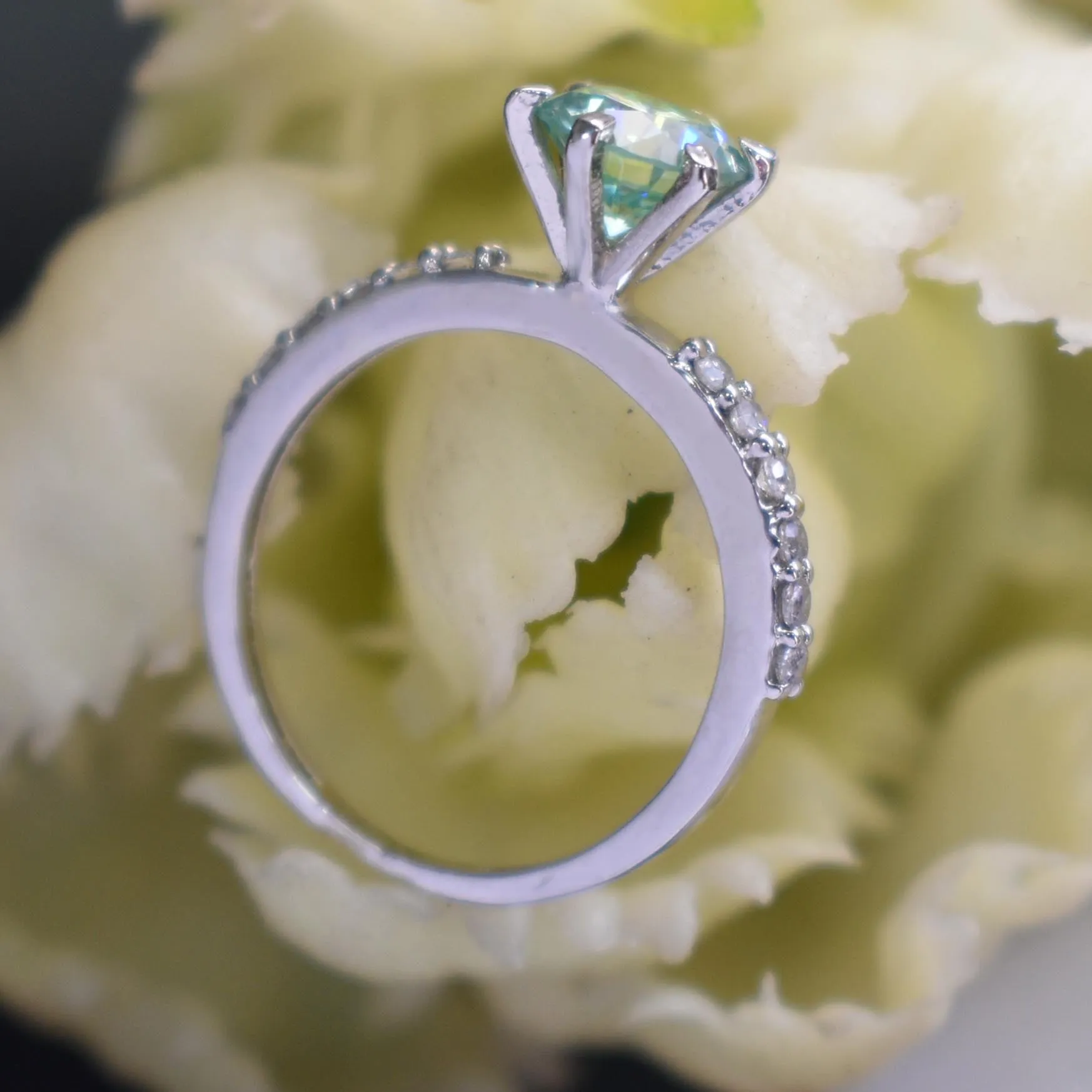 Amazing Blue Diamond Women's Ring with White Accents in 925 Silver! Latest Collection & Elegant Shine! Ideal For Anniversary Gift, 1.50 Ct Certified Diamond!