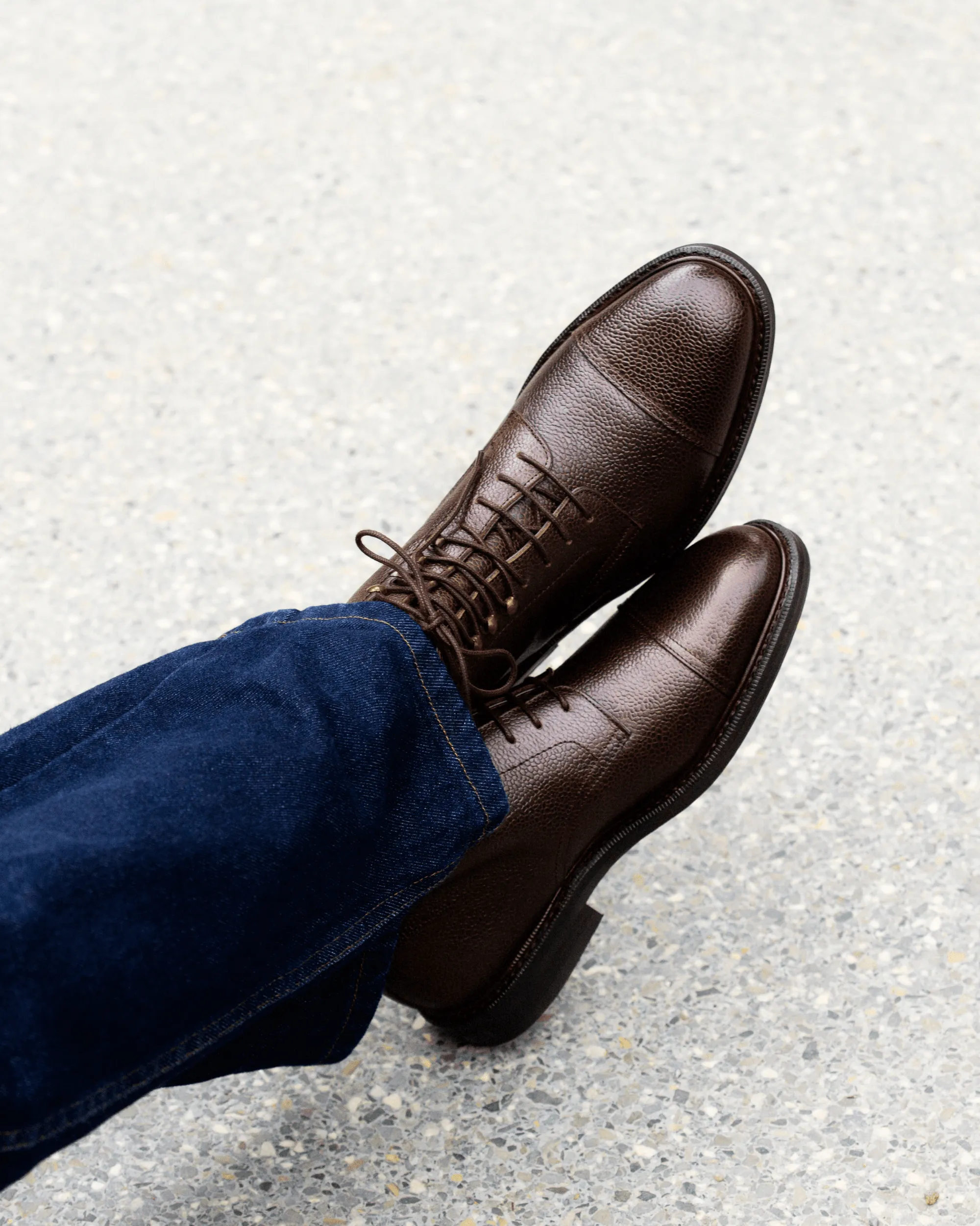 Asinki - Dark Brown Milled Leather Lace-up Boots