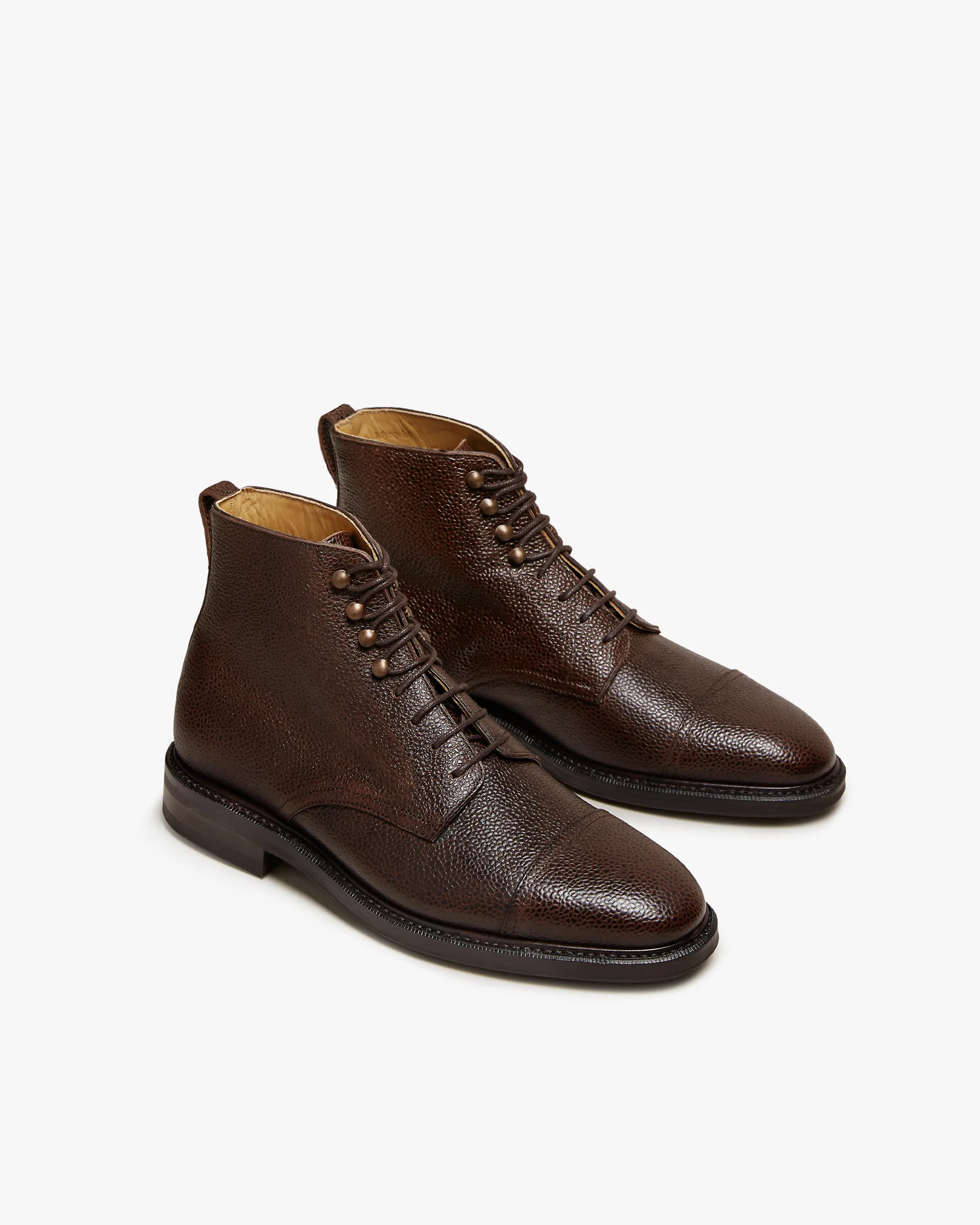 Asinki - Dark Brown Milled Leather Lace-up Boots