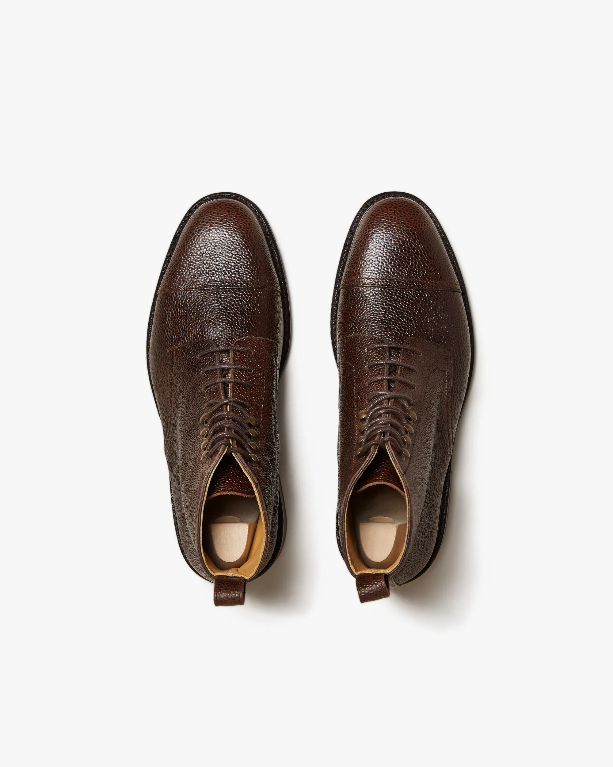 Asinki - Dark Brown Milled Leather Lace-up Boots