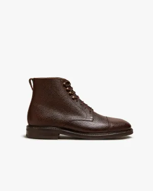 Asinki - Dark Brown Milled Leather Lace-up Boots