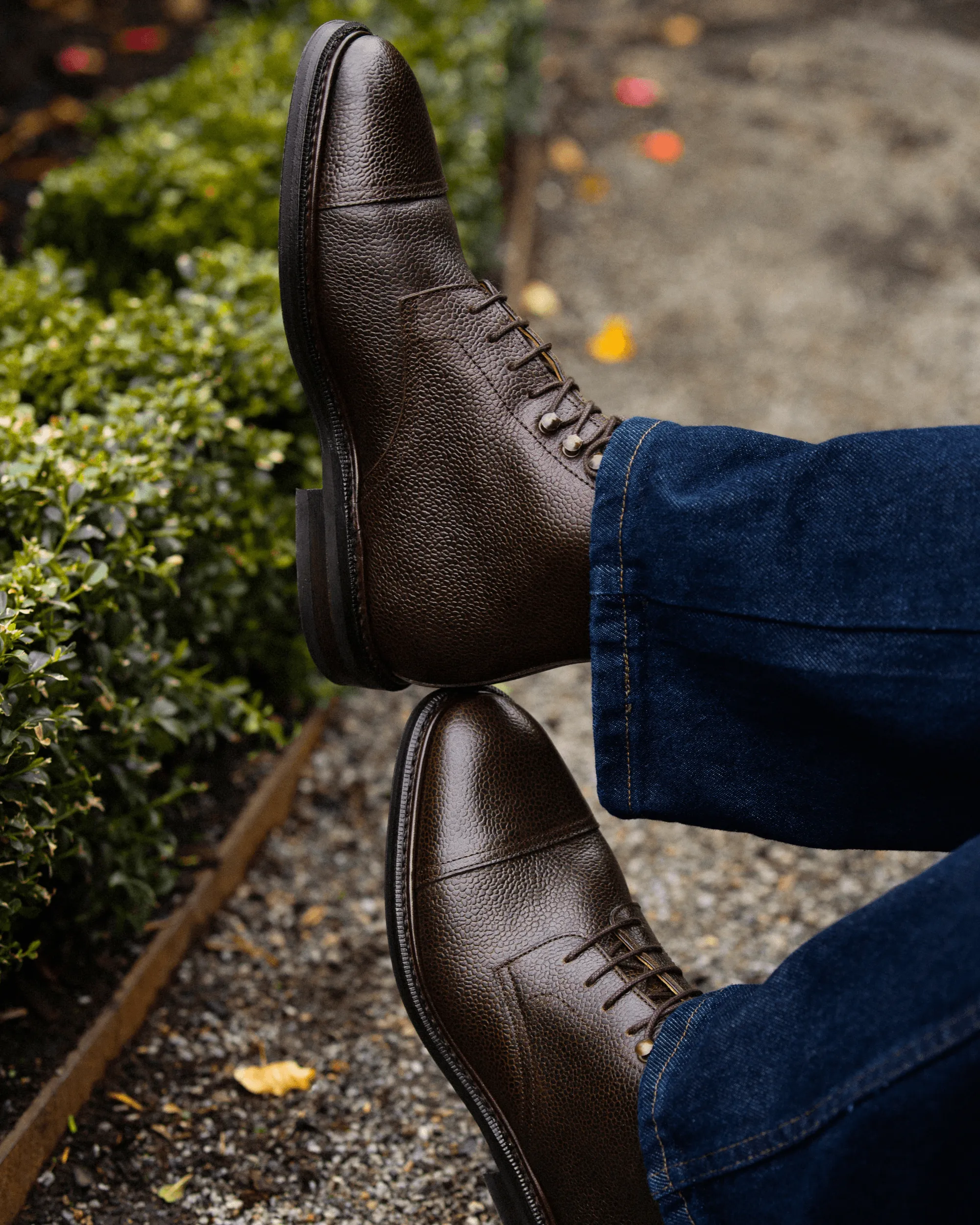 Asinki - Dark Brown Milled Leather Lace-up Boots