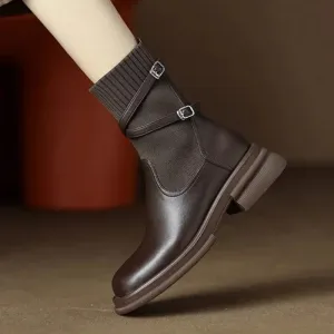 Autumn New Women's Chelsea Boots Vintage Ladies Platform Shoes Chunky