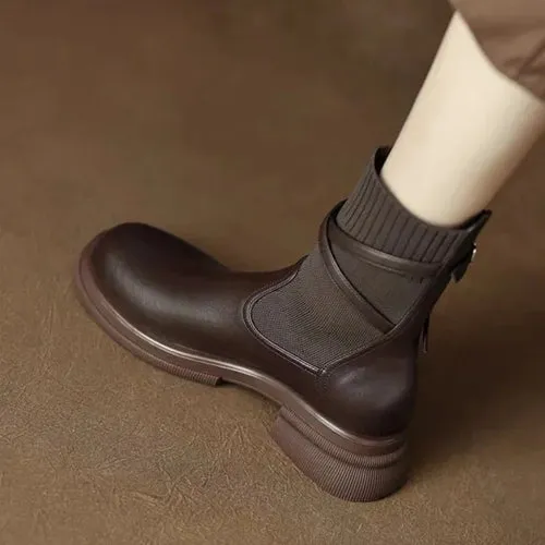 Autumn New Women's Chelsea Boots Vintage Ladies Platform Shoes Chunky
