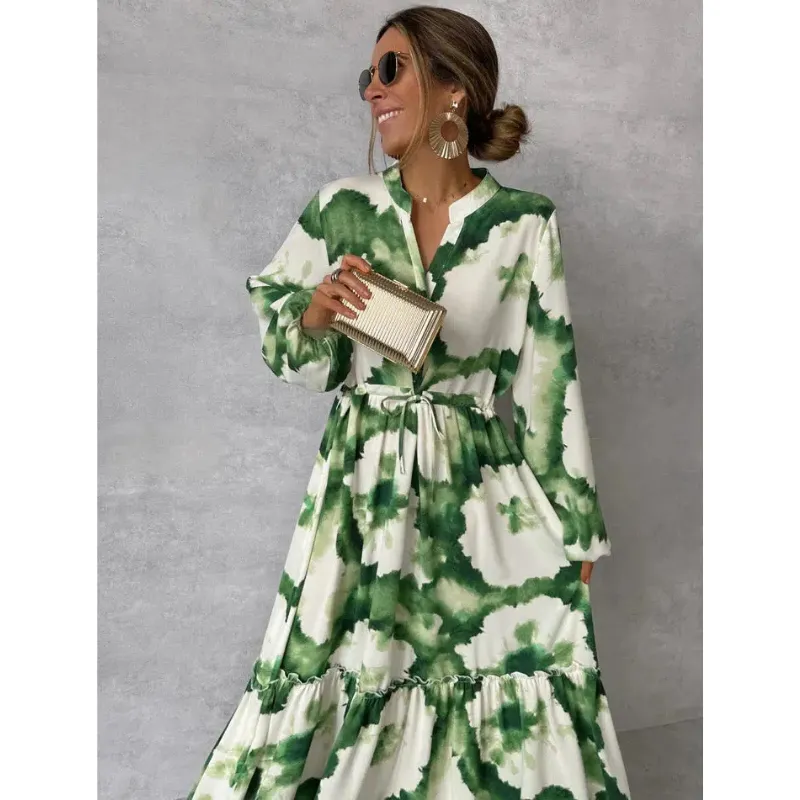 Ava | Women's Flowy Tie-Dye Long Sleeve Dress | Maxi