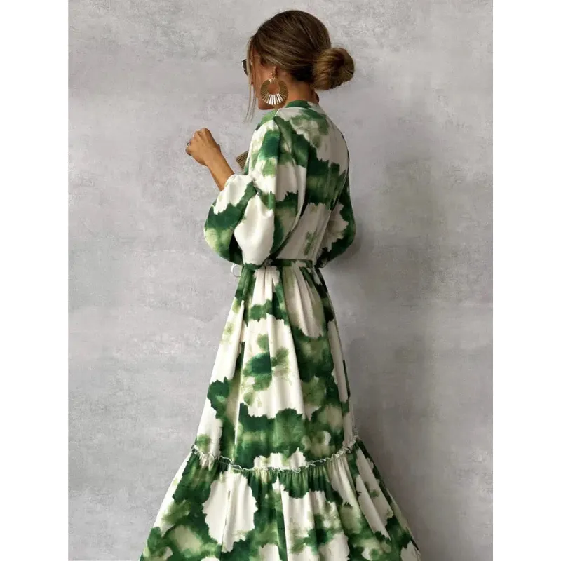 Ava | Women's Flowy Tie-Dye Long Sleeve Dress | Maxi